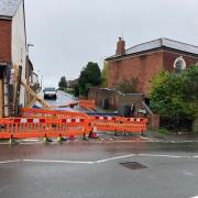 The entrance to Highfield Road which has been left closed following a crash that left a building unsafe. Pic: Local Democracy Reporting Service/Martyn Smith