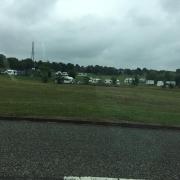 Travellers set up camp on the playing fields in Turners Lane on Friday (June 30).
