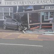The crash outside The Starving Rascal