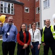 L-r - Andy Timmins - surveyor at Dudley Council, Councillor Laura Taylor, cabinet member for housing, Cheryl Coe - the council's housing options and support team manager, and Steve Mitchell - site manager for Jessup.