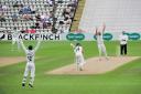 Joe Leach traps Marcus Harris LBW for 67 runs. Picture: JONATHAN BARRY
