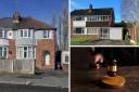 109 Old Park Road, Dudley, left, and 14 Cavendish  Close in Kingswinford, right, plus auctioneer's gavel