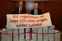 Conservative MEPs for Shropshire Malcolm Harbour and Philip Bradbourn (left to right) launch the latest Tory initiative to cut red tape.