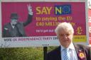 UKIP MEP Mike Nattrass with the election billboard.