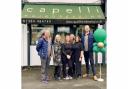 Cllrs Adam Davies and Wayne Little with Flora Bianco and her team at Capelli Hairdressing