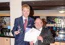 Former King Edward VI pupil Philp Brookes receiving his award from the University of Worcester’s John Ryan.