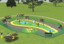 An artist’s impression of Mary Stevens Park’s proposed new water play area. Pic by Vortex