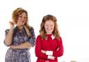 L-r - Claire Jackson who is set to star as Miss Hanigan and Anna Watkins as Annie - with Poppy Houlston as Sandy the dog
