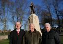 L-r - Cllr John Martin in the peace gardens with David Sparks, Friends of the Park chairman, and Eric Homer, of Quarry Bank Royal British Legion.