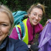 Stourbridge MP Suzanne Webb and Hannah Picken who organised the litter pick