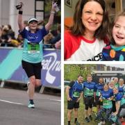 Emily Marsden and daughter Daisy Gilbert, top right, and the Stourbridge runners who took on the Great Birmingham Run in aid of Reverse Rett which has been helping Daisy and her family.