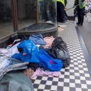 Bedding and items left by rough sleepers in Stourbridge