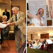 Vice-president Clive Bowen-Davies and Betty Banks doing the Jitterbug,, left, The Lavender Girls, top right, and club archivist Kenneth Wright., bottom left.