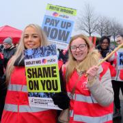 Mitie workers on strike in Dudley