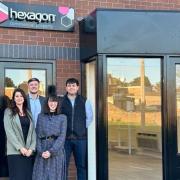The team at Hexagon Commercial Property outside the new office in Oldswinford