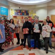 Community heroes with their gift deliveries for the children's ward at Russells Hall Hospital