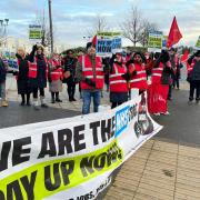 Workers from Unite on the picket line at Russells Hall hospital. Picture: Unite
