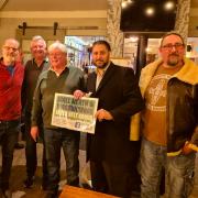 L-r - Stephen Parkes, Tim Williams, Dave Stringfellow, Shaz Saleem and Brian Bassingthwaighte at the Hinksford Arms