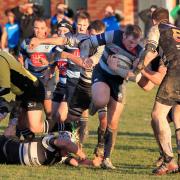Matt Humphries goes on thecharge during DK's hefty 72-0 reverse at Luctonians - picture by Ian Jackson