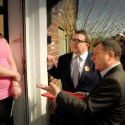 Cllr Lowe campaigning with Tom Watson MP in Lye on Wednesday