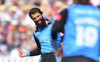 Worcestershire Rapid's Moeen Ali celebrates taking the wicket of Lancashire Lightning's Joss Buttler during the Vitality T20 Blast Semi Final match on Finals Day at Edgbaston, Birmingham..