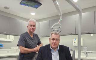 Dr Paul Worskett (left) pictured with joint managing director of John Truslove Ian Parker (right) at Dentique Dentistry in Belbroughton