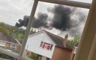 Smoke seen billowing from the Premier Trading Estate in Brockmoor, from as far away as Wordsley