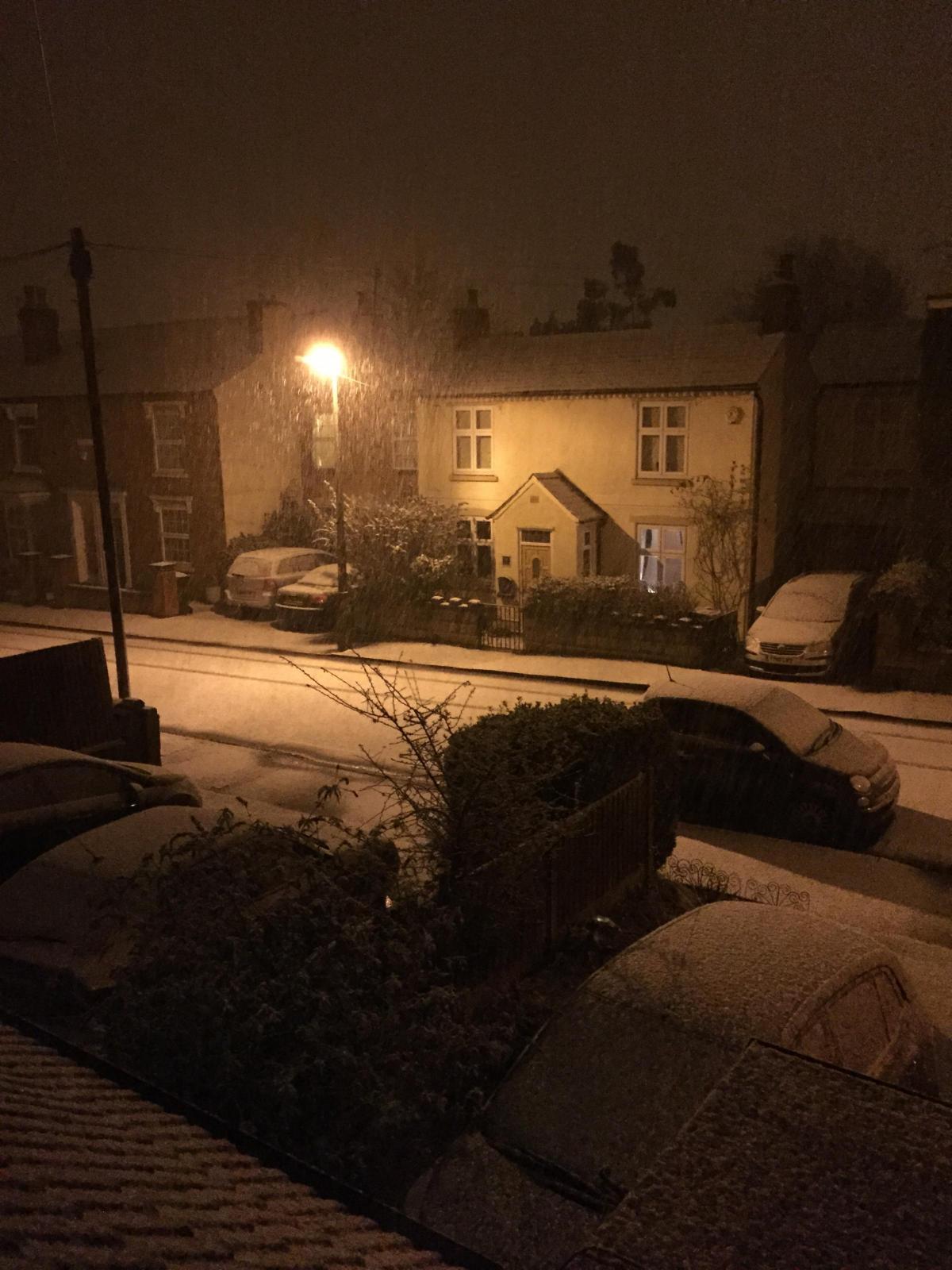 Snowy scene at Stourbridge's Old Quarter at 9.30pm last night taken by Michael Morgan.