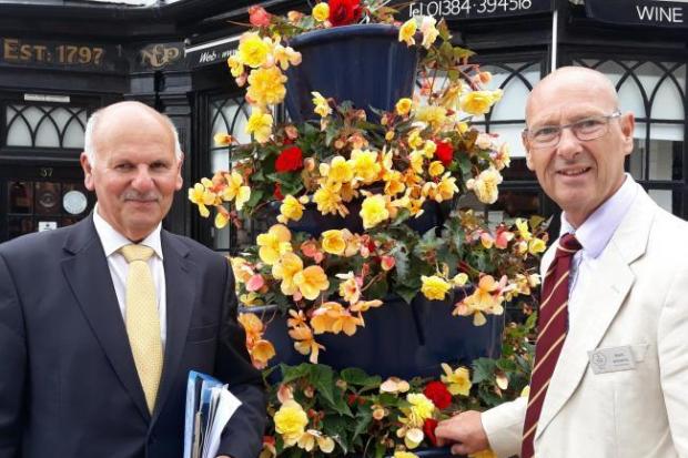 Stourbridge in Bloom organiser David Harcourt with judge Mark Wiltshire, from Heart of England in Bloom