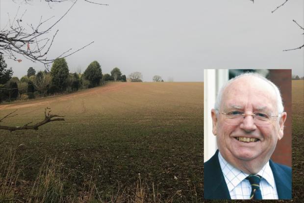 The Hyde Lane fields which Bellway Homes want to develop - and (inset) Cllr Brian Edwards, who owns the land which is part of the green belt.
