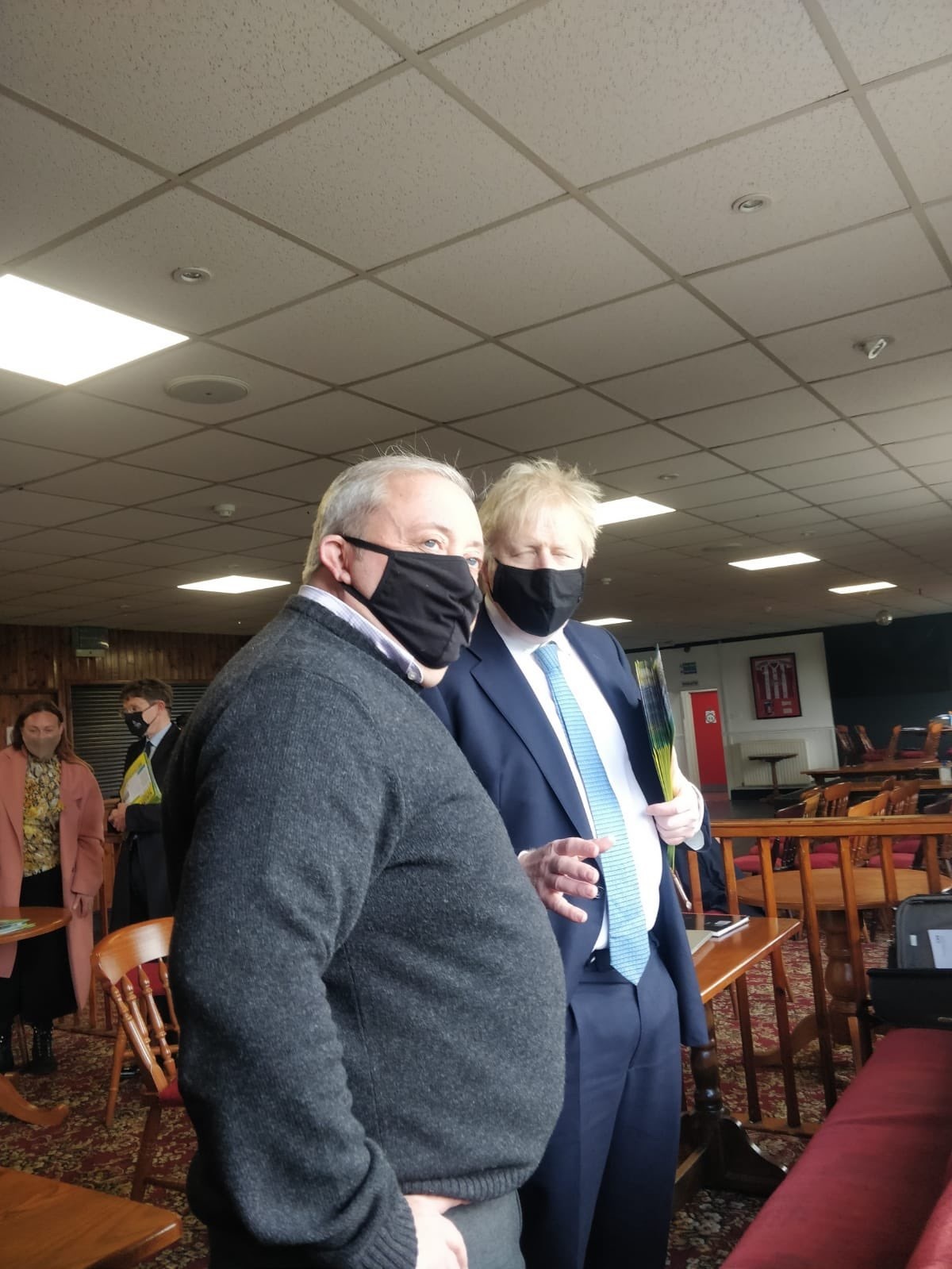 Prime Minister Boris Johnson pictured at Stourbridge FC. Pic - Twitter