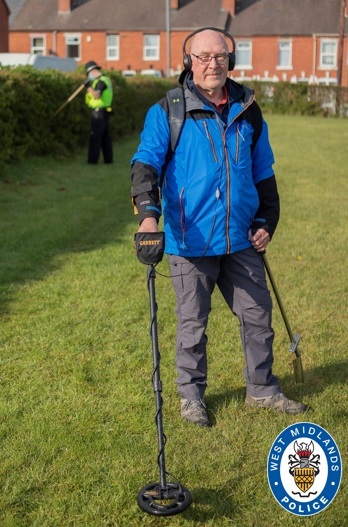 Mike Morton with his metal detector. Pic - West Midlands Police