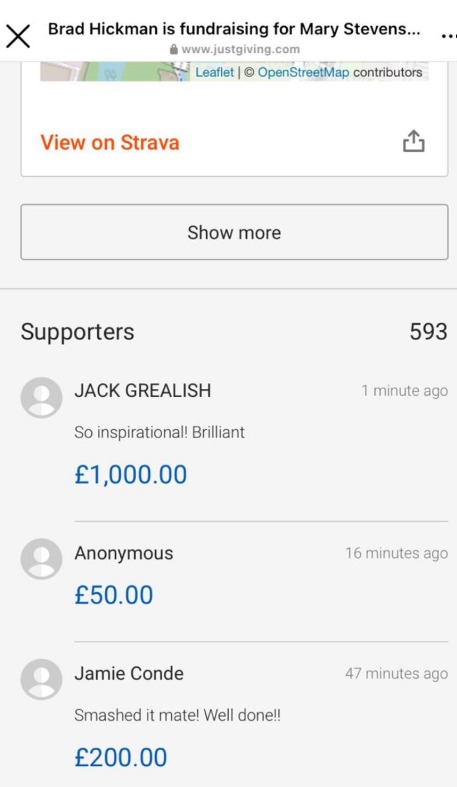 The donation from Jack Grealish