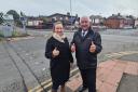 Councillor Laura Taylor-Childs with Councillor Patrick Harley in Brockmoor. Pic - Dudley Council
