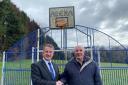 Councillor Steve Clark with TRA chairperson Geoff Lawley at Hawbush Park