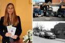 Owner and director Lucy Porter at H. Porter & Sons and some of the funeral directors' cars old and new
