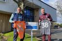 Goalkeepers Alex Palmer and Viljami Sinisalo at Mary Stevens Hospice in Stourbridge