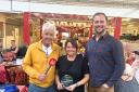 L-r - Steve Welch of Black Country Radio, with lifesaver Tina Round, of Market Cafe, and Brierley Hill councillor Adam Davies
