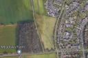 Aerial view of Stourbridge land for sale, off Sandy Lane