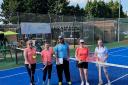 L to R - Sarah Needs, Rachael Ridley, Chris Brown (Umpire) Bec Yates, Emily White. Picture: Wollaston Tennis Club