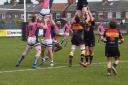 Hull secure lineout ball on the Stourbridge 22. Photo: Annette Sandy.