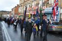 Veterans march through Lye High Street. Pic courtesy of Cllr Tim Crumpton
