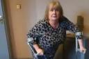 Sue Bennett pictured dancing to Missy Elliott as she recovers from a knee operation