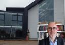 The new White House Cone Museum of Glass, with the new museum director Oliver Buckley (inset).