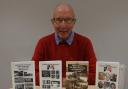 Terry Church pictured with copies of all eight books he has published to date