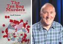 Geoff Tristram and the cover of his new book The Tea Bag Murders (image by Steve Jolliffe)