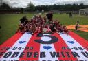 Stourbridge Athletic FC team-mates celebrate a treble win this season in memory of Ryan Passey who died after being stabbed in Chicago's, Stourbridge, in August 2017.