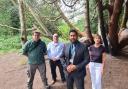 L-r - Thomas Weaver, warden at Saltwells National Nature Reserve, Les Drinkwater from the Friends group, Councillor Shaz Saleem and Marion Drinkwater from the Friends Group