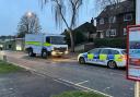 The Bomb Squad van and police pictured at the scene in The Broadway, Norton.