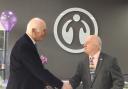 L-r - Mike Brown, owner of Dreamland Bedding Centre, and Stevan Jackson, CEO of Mary Stevens Hospice.